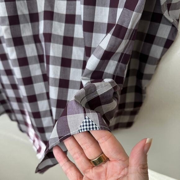 Banana Republic Men's Camden Fit Purple & White Plaid Button Shirt XL - Picture 8 of 14